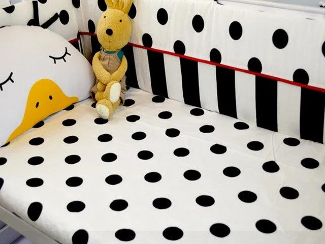 100% Cotton Baby Bedding Sets Wave Point  Removable Baby Cot Bumper Bed Around Decorative Sheet Quilt Cover Pillow Case Bed Bag