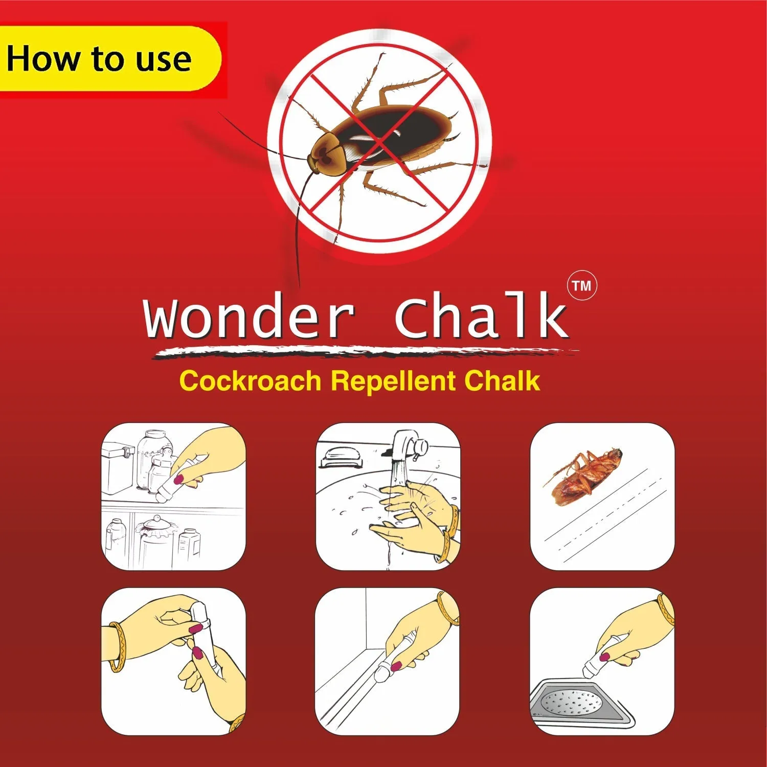 1315 Strong Cockroach Chalk Cockroach Killer Insecticide Repellent Insect Control  wonder chalk (12pc)-