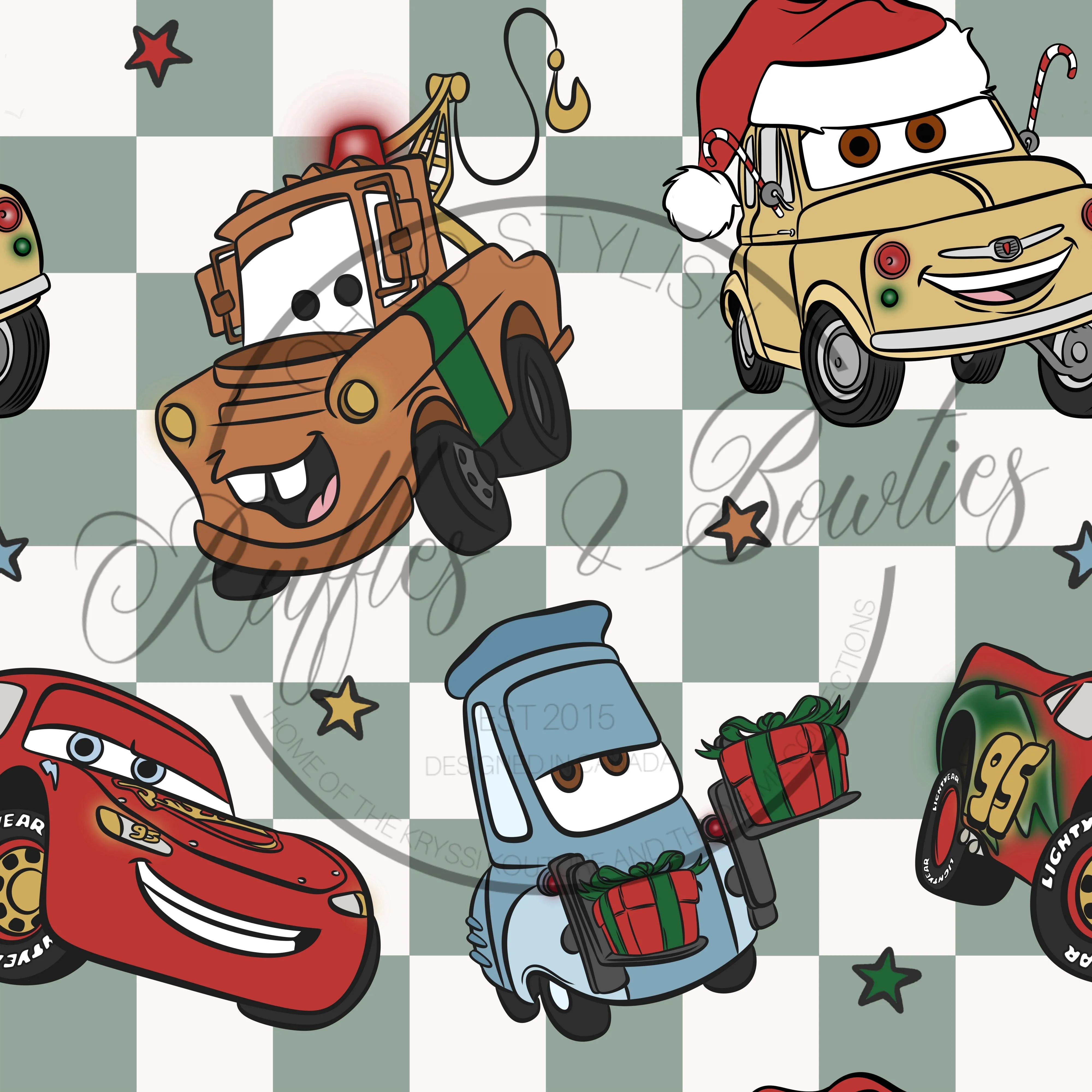 $16.00 EA- 0-3M X 2, 3-6M X 2, 6-12M X 1, 12-24M X 2  -  Christmas Zippies Sleepers - Green Checker Cars