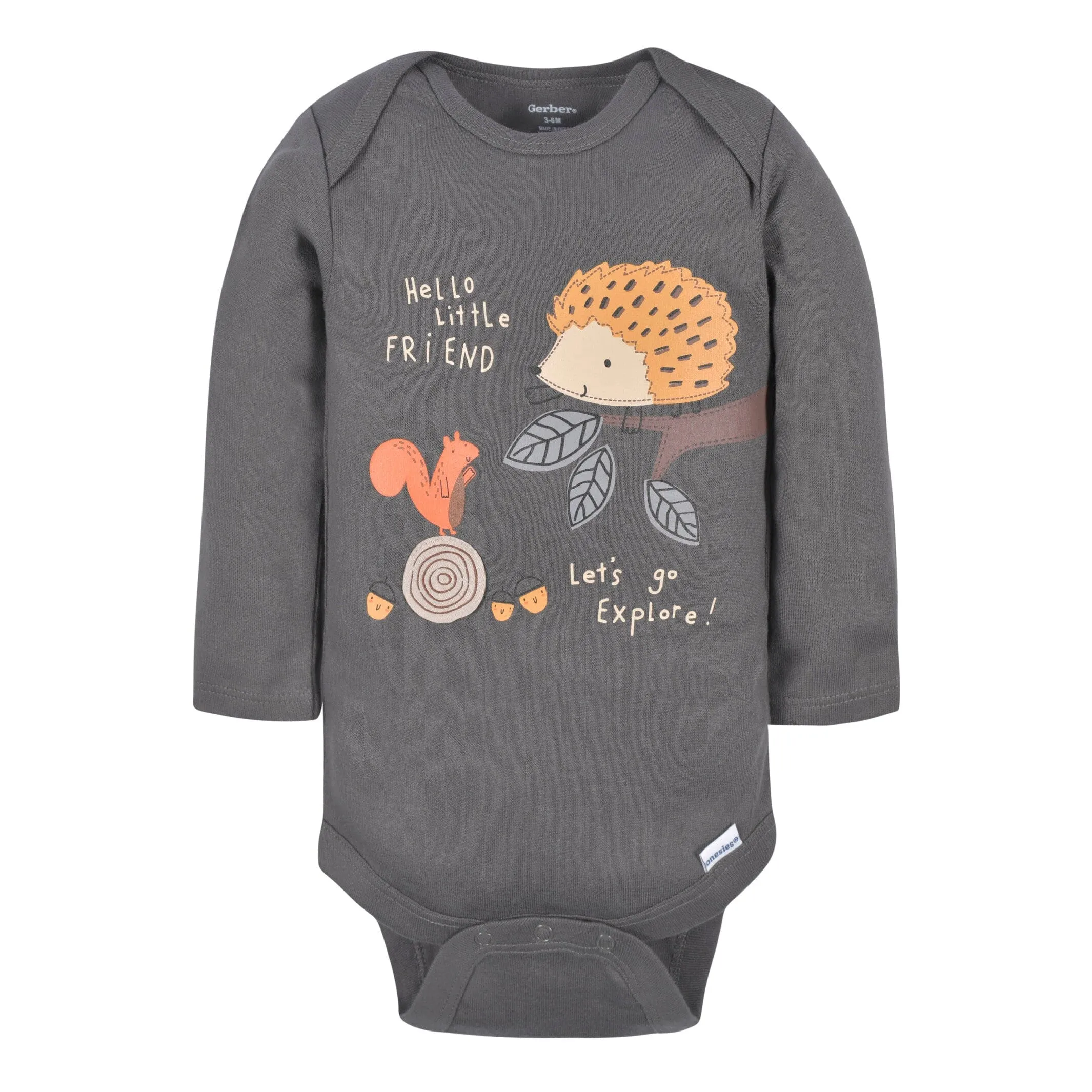 3-Pack Baby Boys Hedgehog Long Sleeve Onesies® Bodysuits