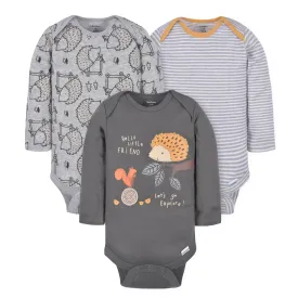 3-Pack Baby Boys Hedgehog Long Sleeve Onesies® Bodysuits