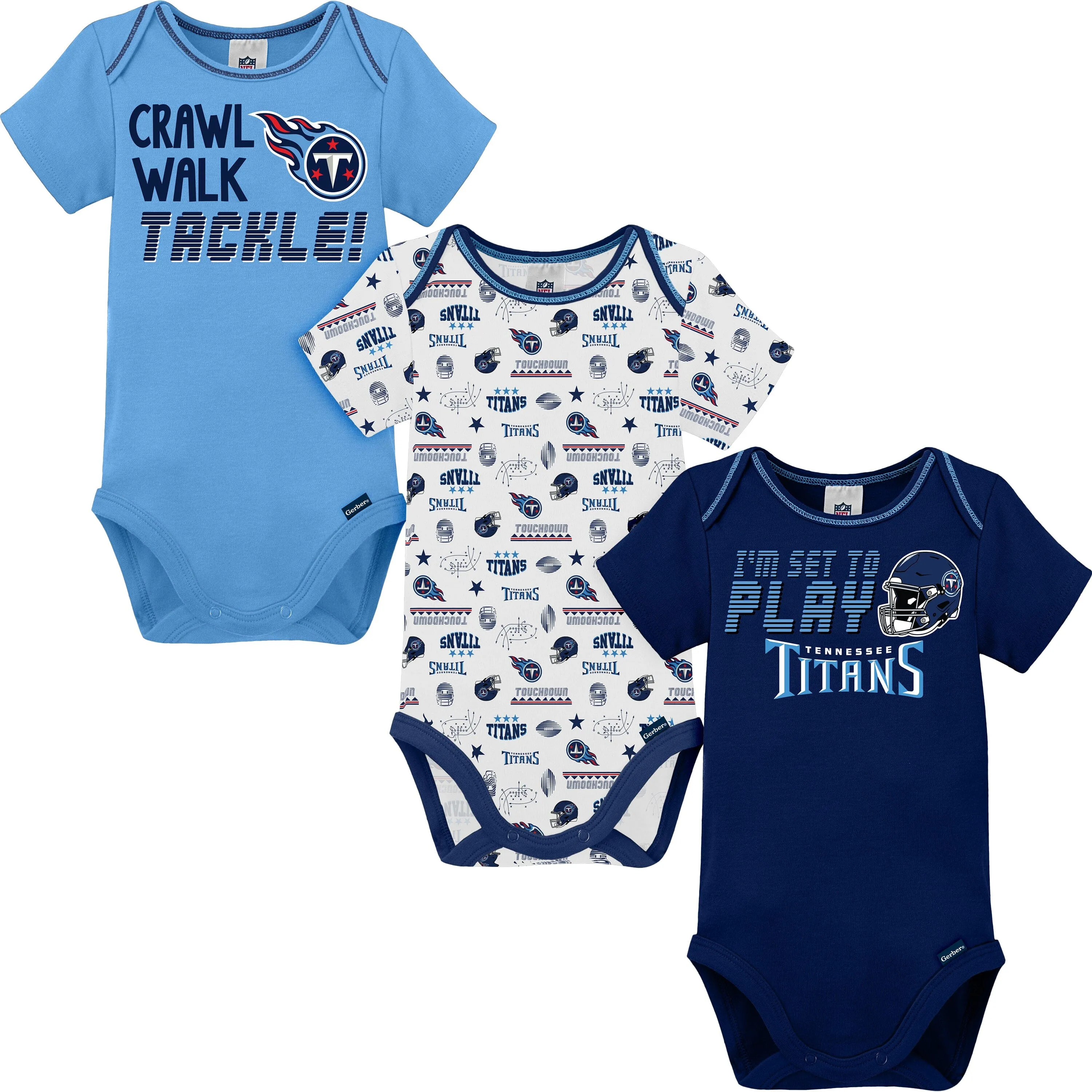 3-Pack Baby Boys Tennessee Titans Short Sleeve Bodysuits