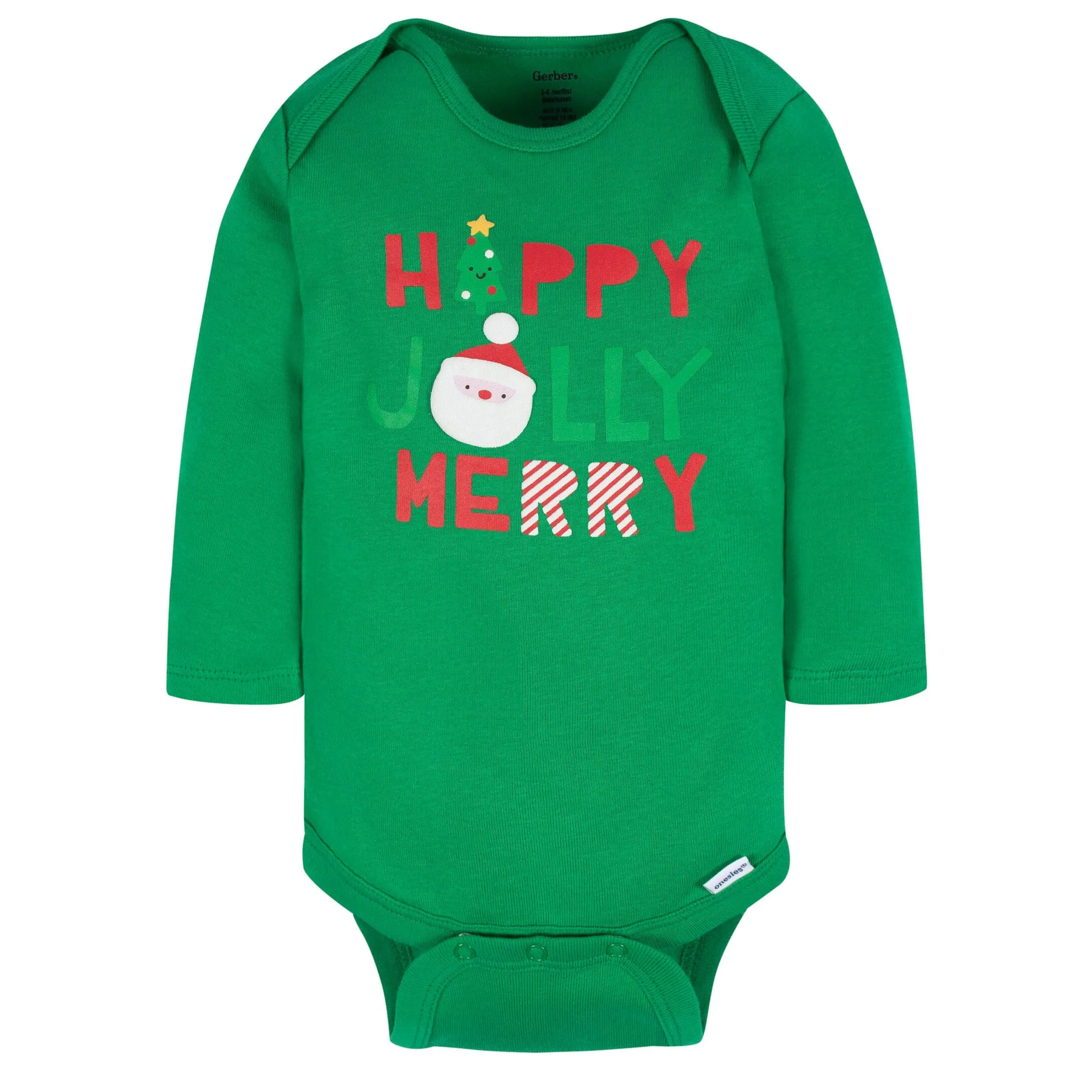 3-Pack Baby Neutral Happy Jolly Long Sleeve Onesies® Bodysuits