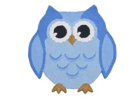 3' x 3' Hootie Patootie Blue Owl Hand Tufted Wool Rug