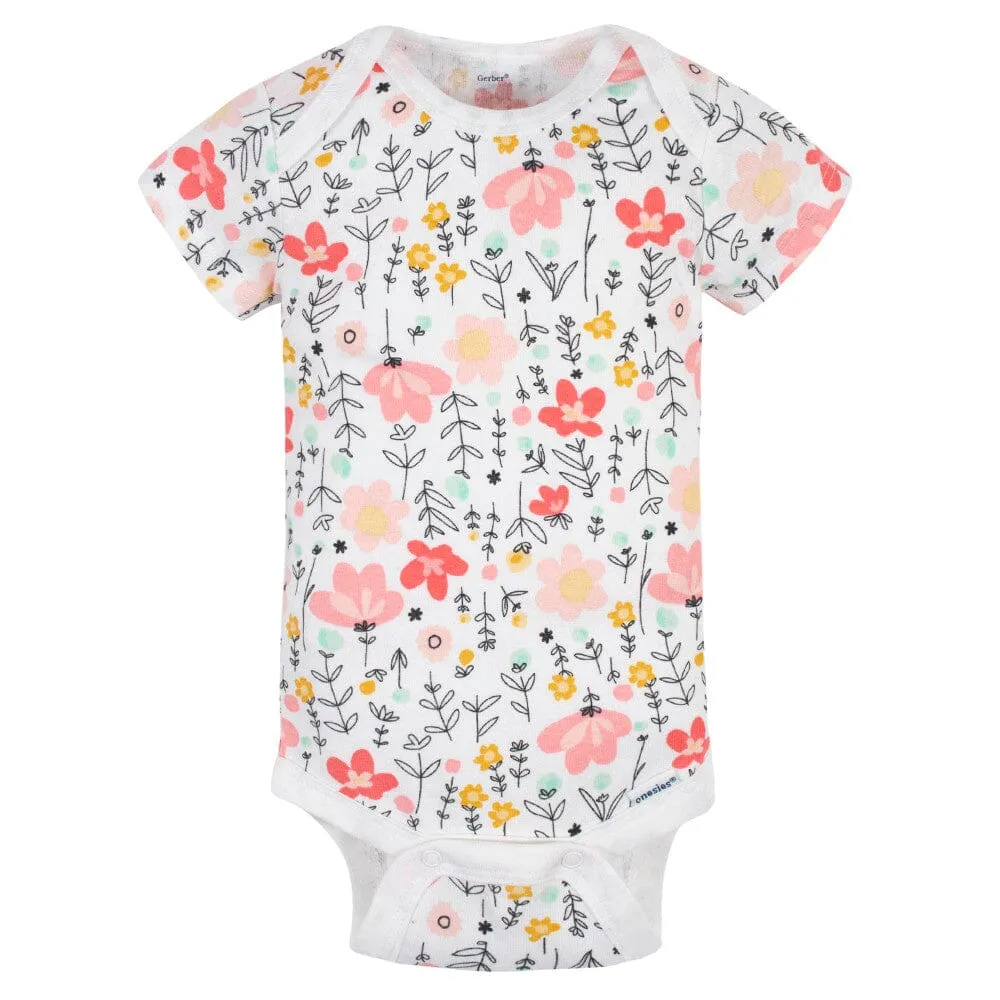 5-Pack Baby Girls Garden Floral Short Sleeve Onesies® Bodysuits