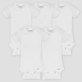 5-Pack Baby Neutral White Organic Onesies® Brand Short Sleeve Bodysuits