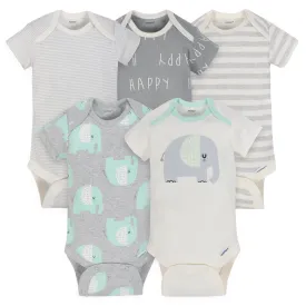 5-Pack Organic Baby Unisex Onesies® Bodysuit Set - Elephant Stripe