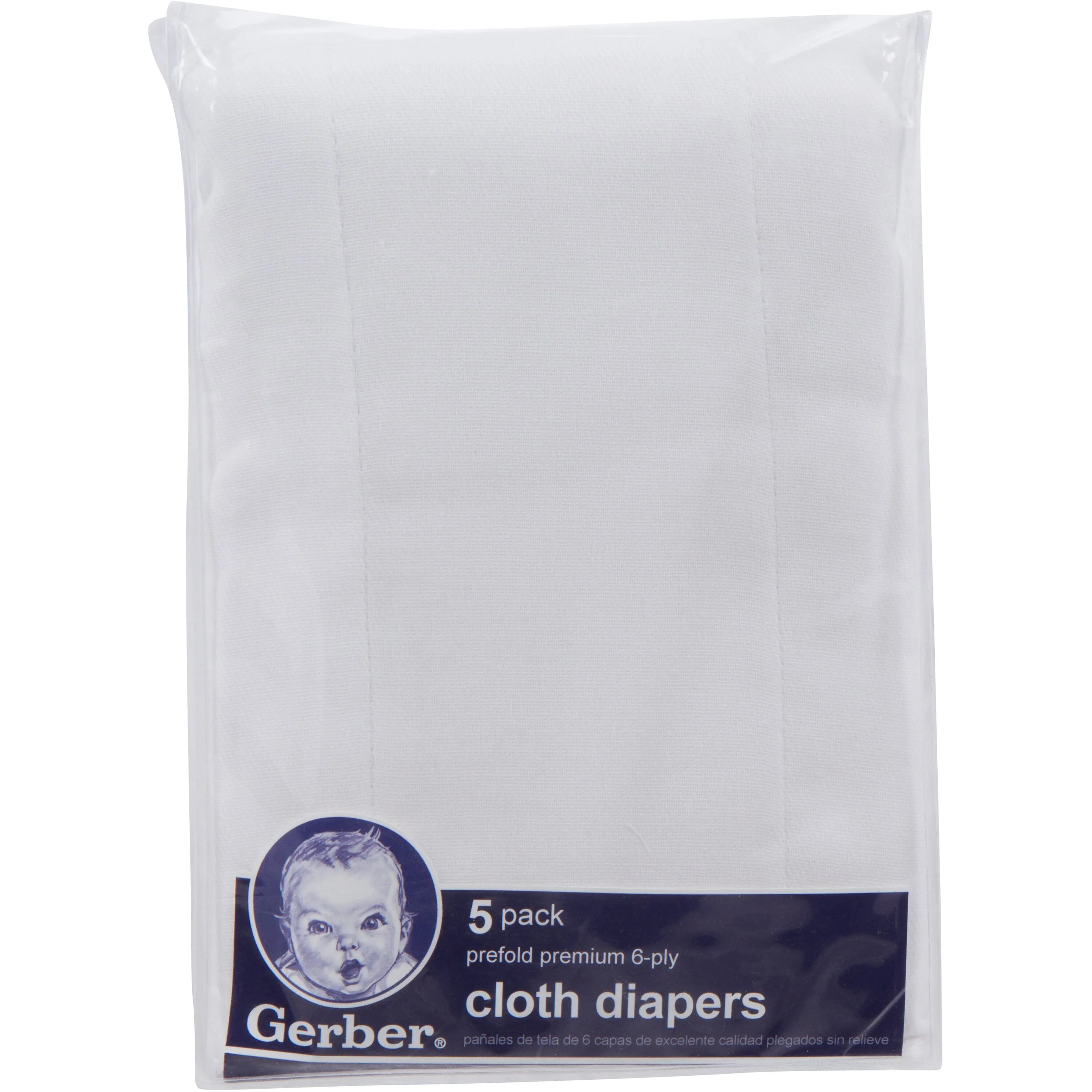 5-Pack Premium White Prefold Gauze Cloth Diapers