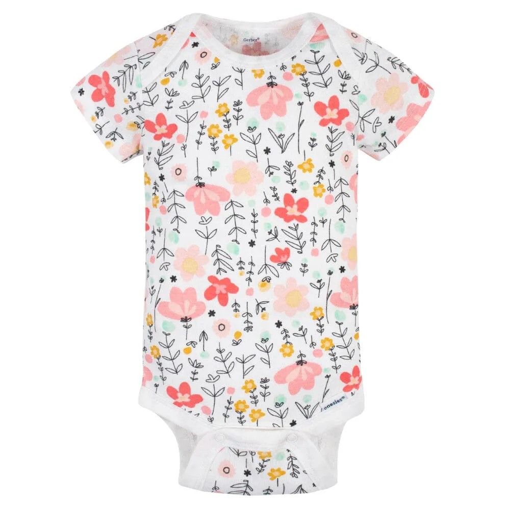 5-Piece Baby Girls Garden Floral Onesies® Bodysuits & Pants Sets