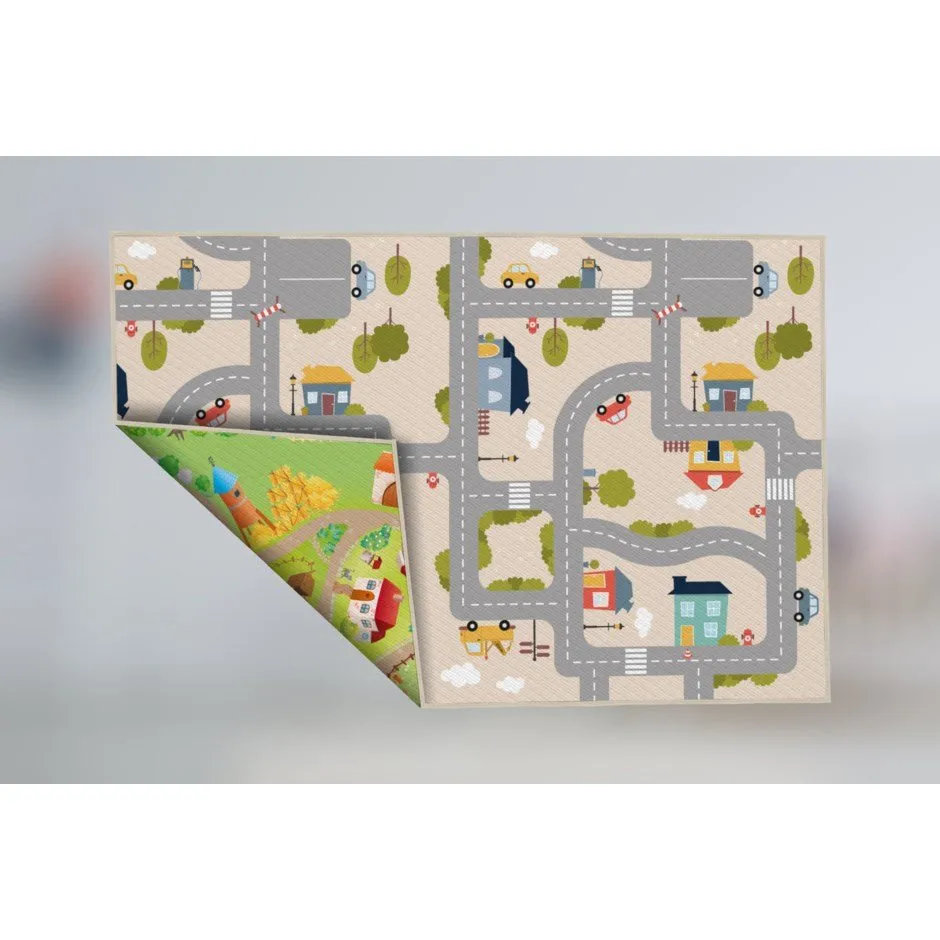 5' x 6' Yokina Farm City Reversible Waterproof Baby Playmat