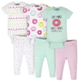 6-Piece Baby Girls Donut Onesies® Brand Bodysuits & Pants Set