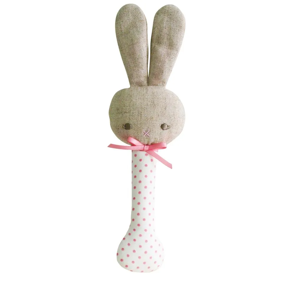 BABY BUNNY STICK RATTLE PINK