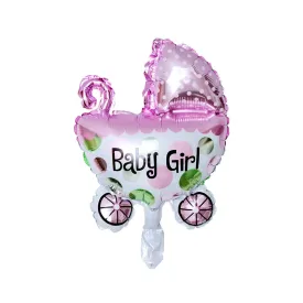 Baby Shower Pink Pram Shape Foil Balloon