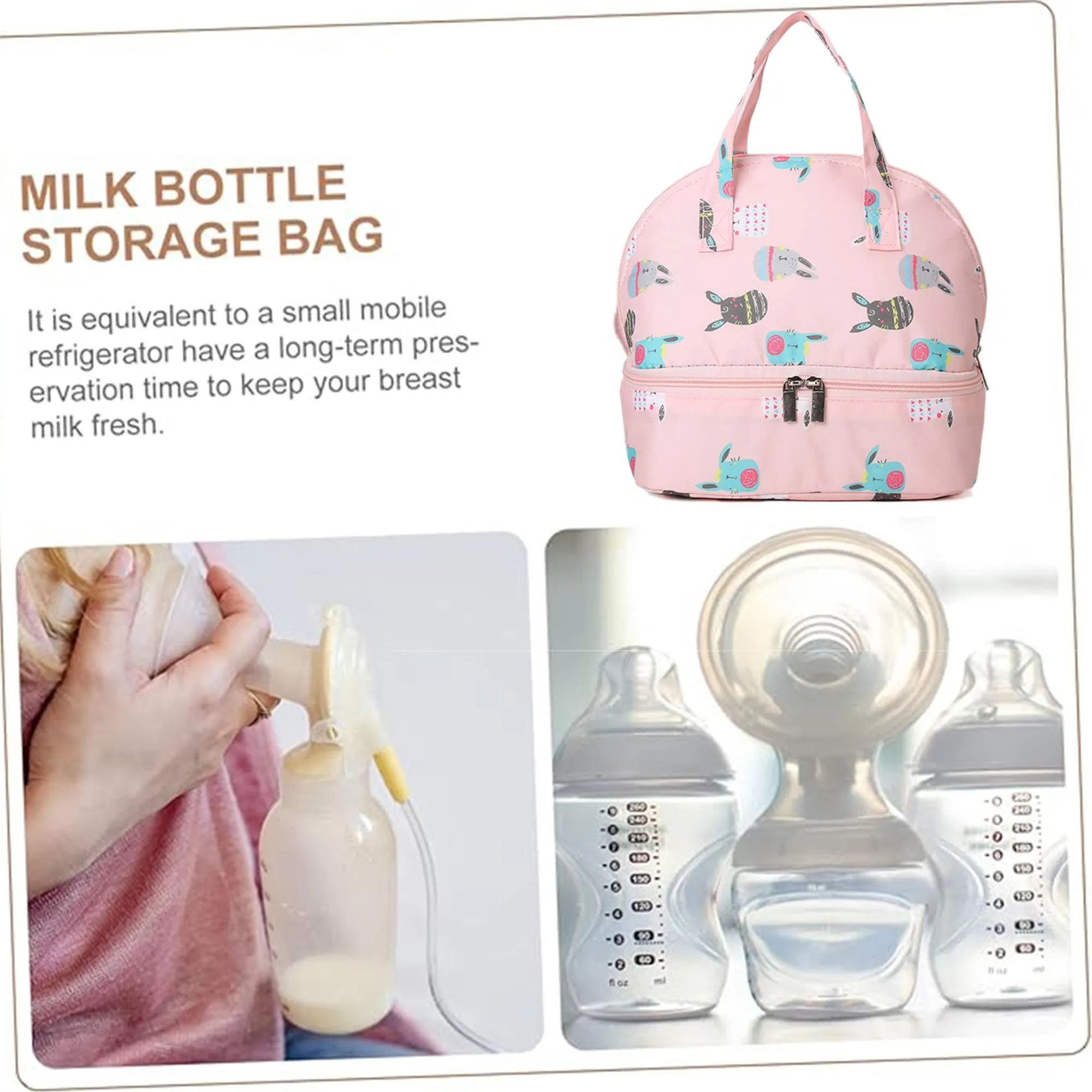 Babymoon Milk Preservation Baby Moms Mothers Diaper Bag | Portable Travel Insulated | Milk Bottle Container Storage Cooler Bag | Rabbit Pink