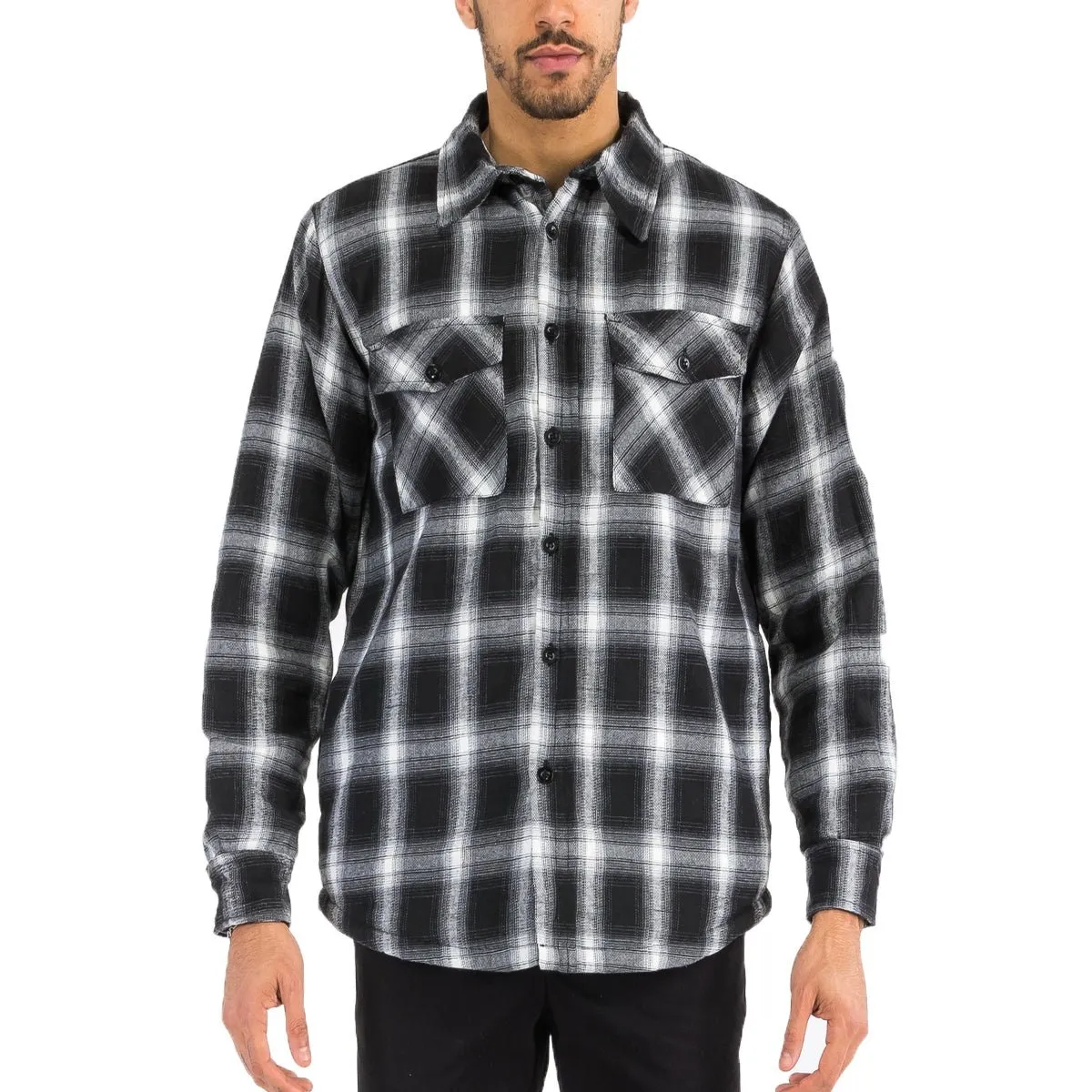 Black Quilted Flannel Shirt