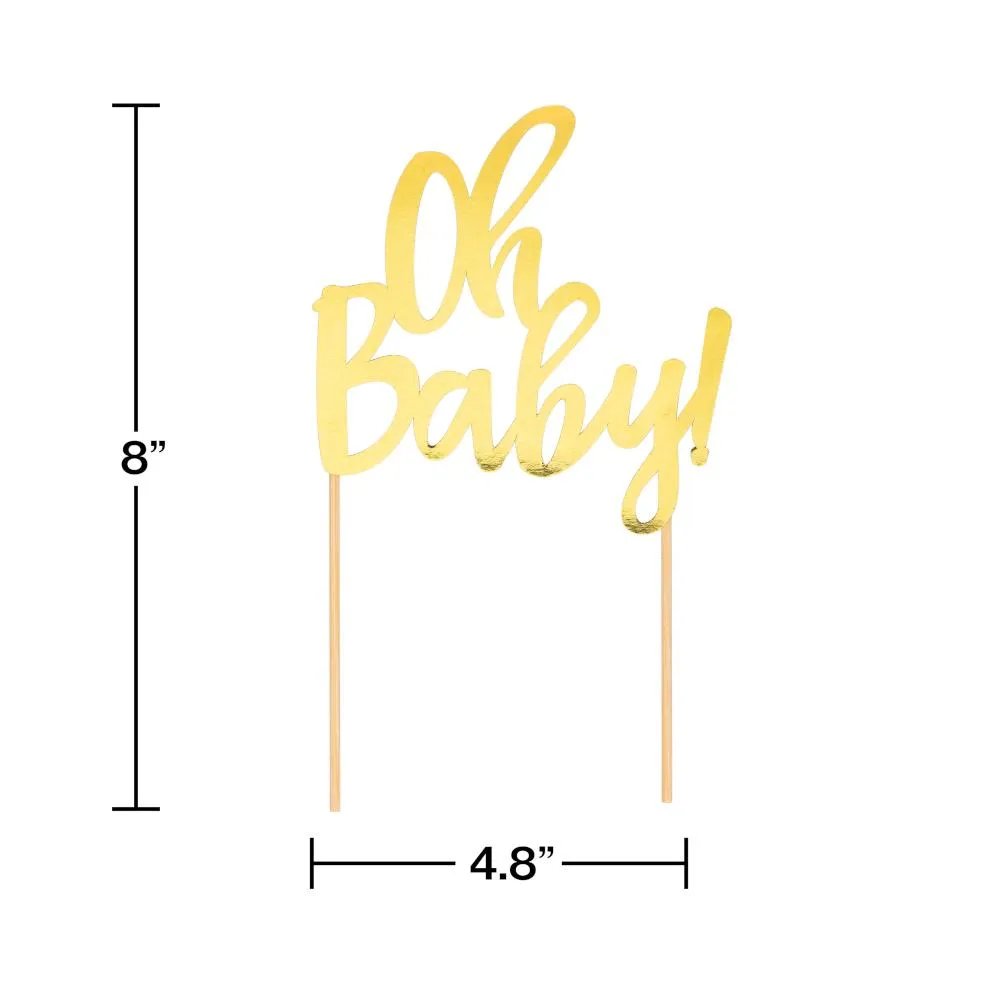 Bulk Oh Baby Gold Foil Cake Toppers (12 per Case)