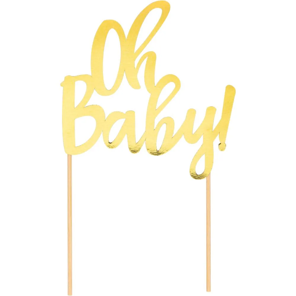 Bulk Oh Baby Gold Foil Cake Toppers (12 per Case)