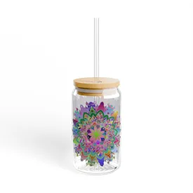 Colorful Mandala Art Hand-Drawn Sipper Glass - 16oz