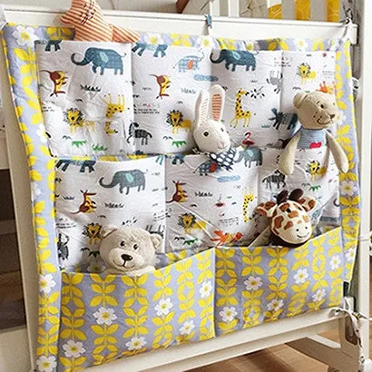 Crown Clouds Tree Fruits Baby Cot Bed Hanging Storage Bag Cotton Crib Organizer,Toy Diaper Pocket for Crib Bedding Set 52*58cm