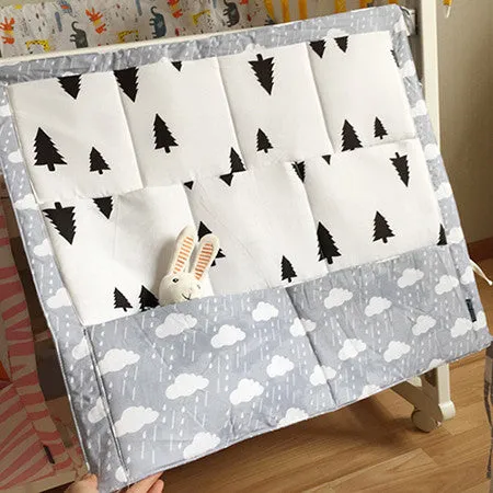 Crown Clouds Tree Fruits Baby Cot Bed Hanging Storage Bag Cotton Crib Organizer,Toy Diaper Pocket for Crib Bedding Set 52*58cm