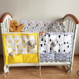 Crown Clouds Tree Fruits Baby Cot Bed Hanging Storage Bag Cotton Crib Organizer,Toy Diaper Pocket for Crib Bedding Set 52*58cm