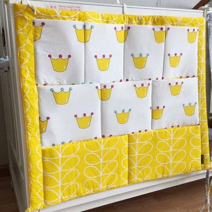 Crown Clouds Tree Fruits Baby Cot Bed Hanging Storage Bag Cotton Crib Organizer,Toy Diaper Pocket for Crib Bedding Set 52*58cm