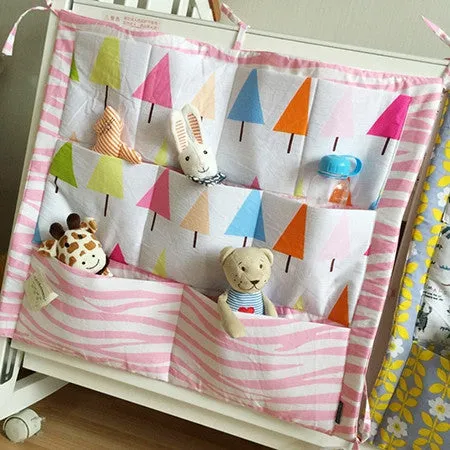 Crown Clouds Tree Fruits Baby Cot Bed Hanging Storage Bag Cotton Crib Organizer,Toy Diaper Pocket for Crib Bedding Set 52*58cm