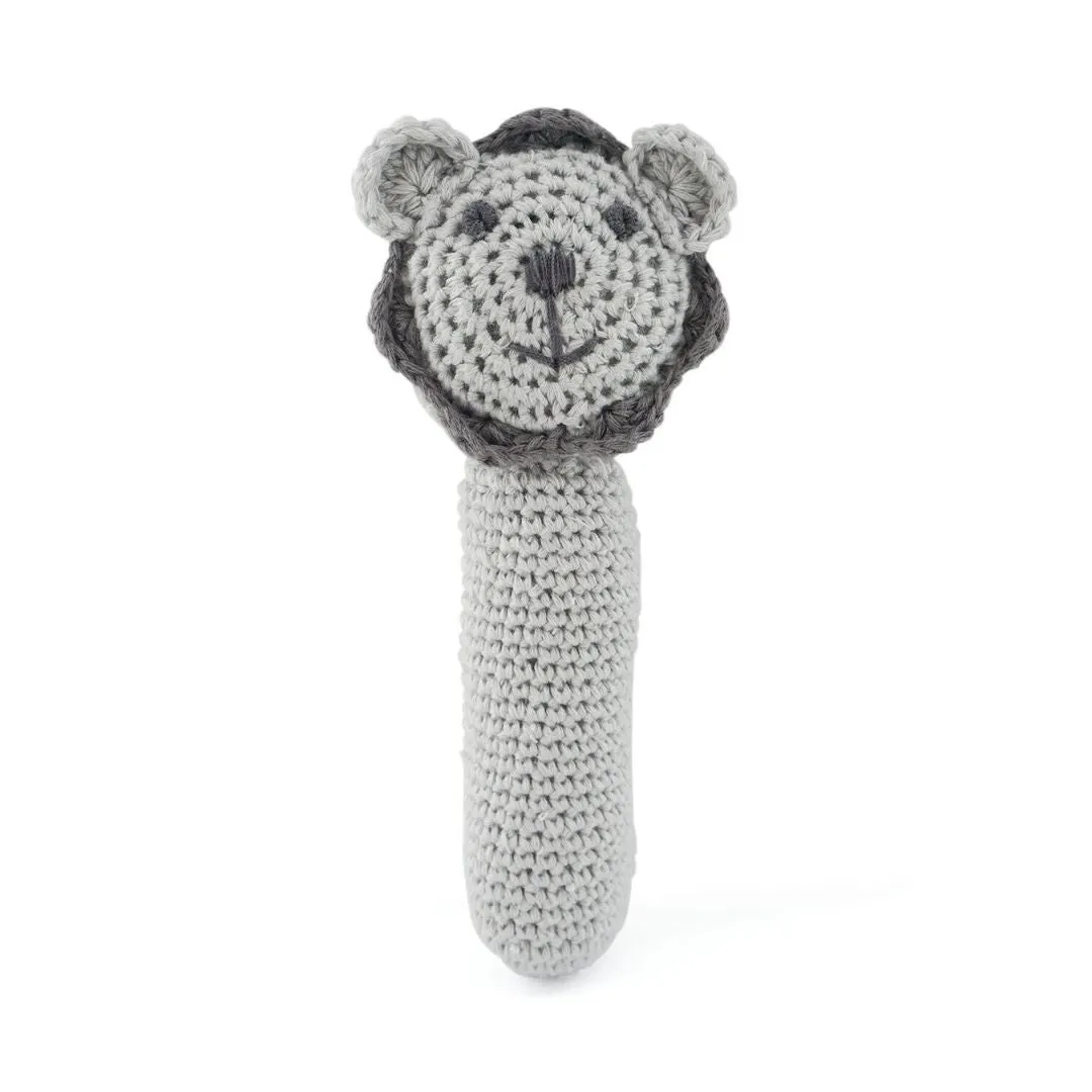 DLUX Lion Cotton Crochet Rattle - Grey