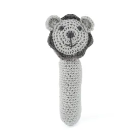 DLUX Lion Cotton Crochet Rattle - Grey