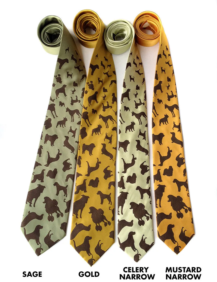 Dog Print Necktie. "Putting on the Dog" microfiber tie.