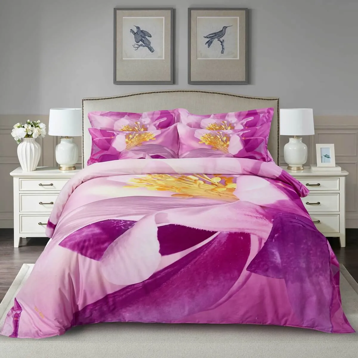 Dolce Mela Floral Bedding Duvet Cover Set, Queen Size