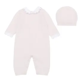 Emile et Rose - Soft pink, 2 piece, knit romper and hat