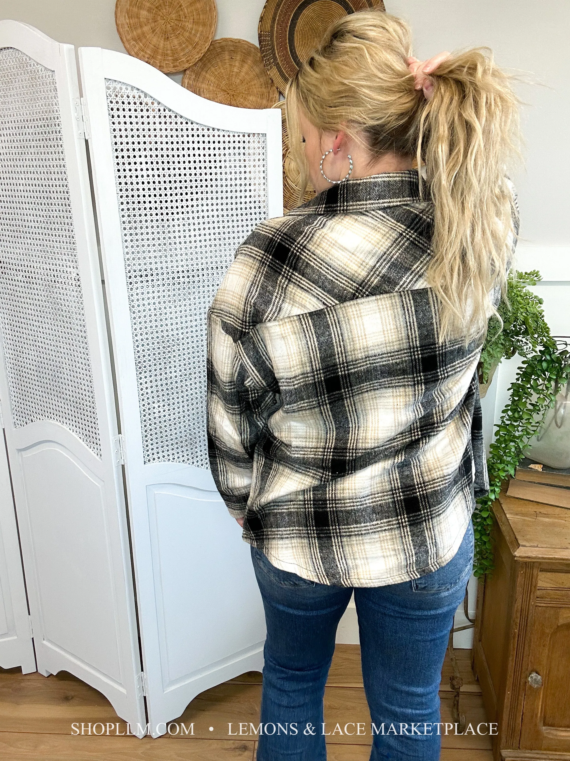 Farm Girl Daily Black Plaid Shacket