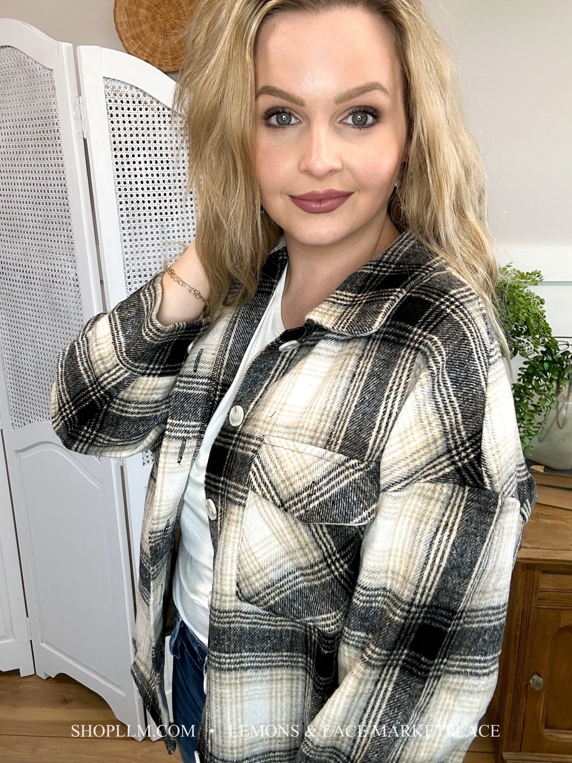 Farm Girl Daily Black Plaid Shacket