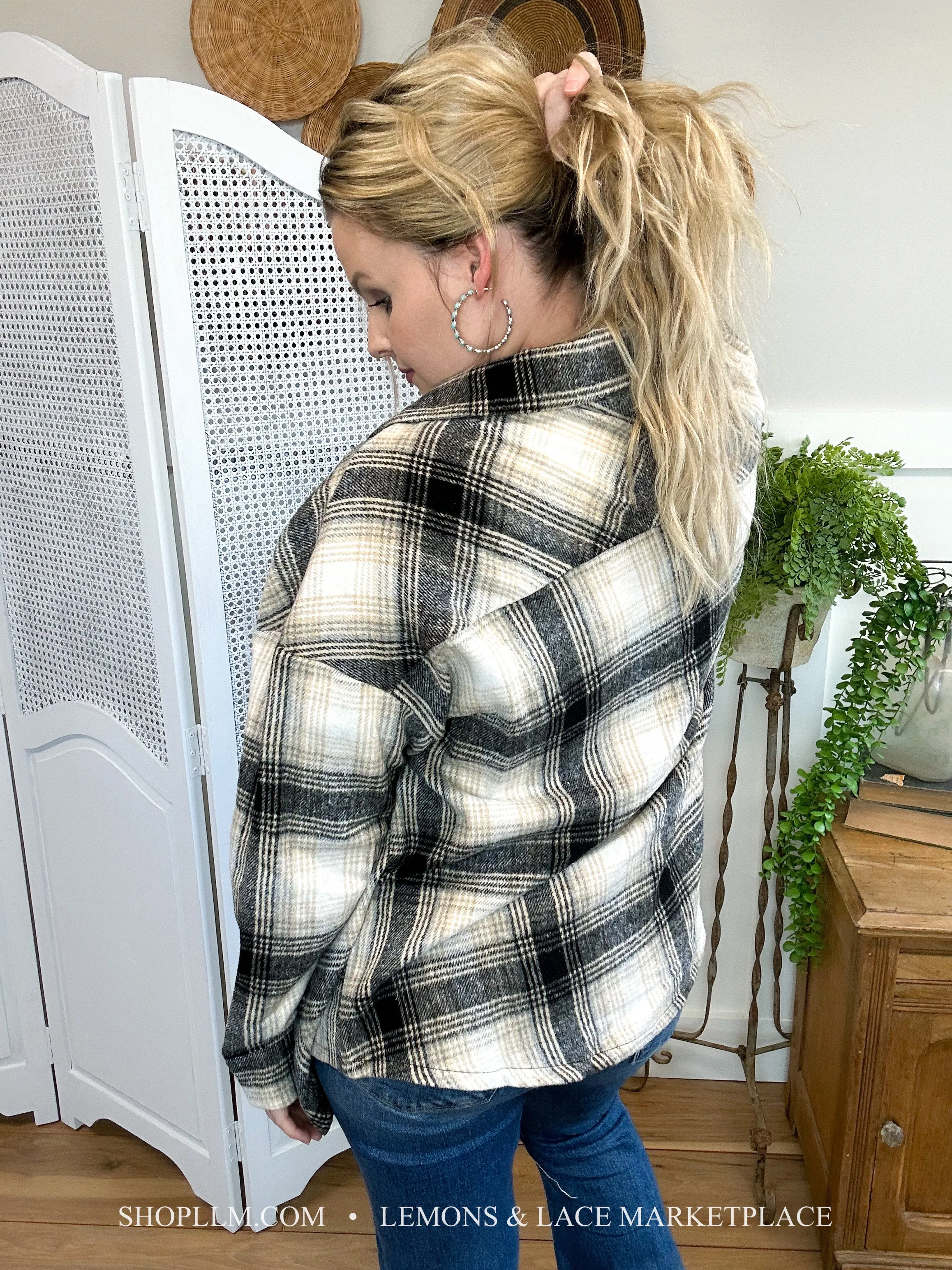 Farm Girl Daily Black Plaid Shacket