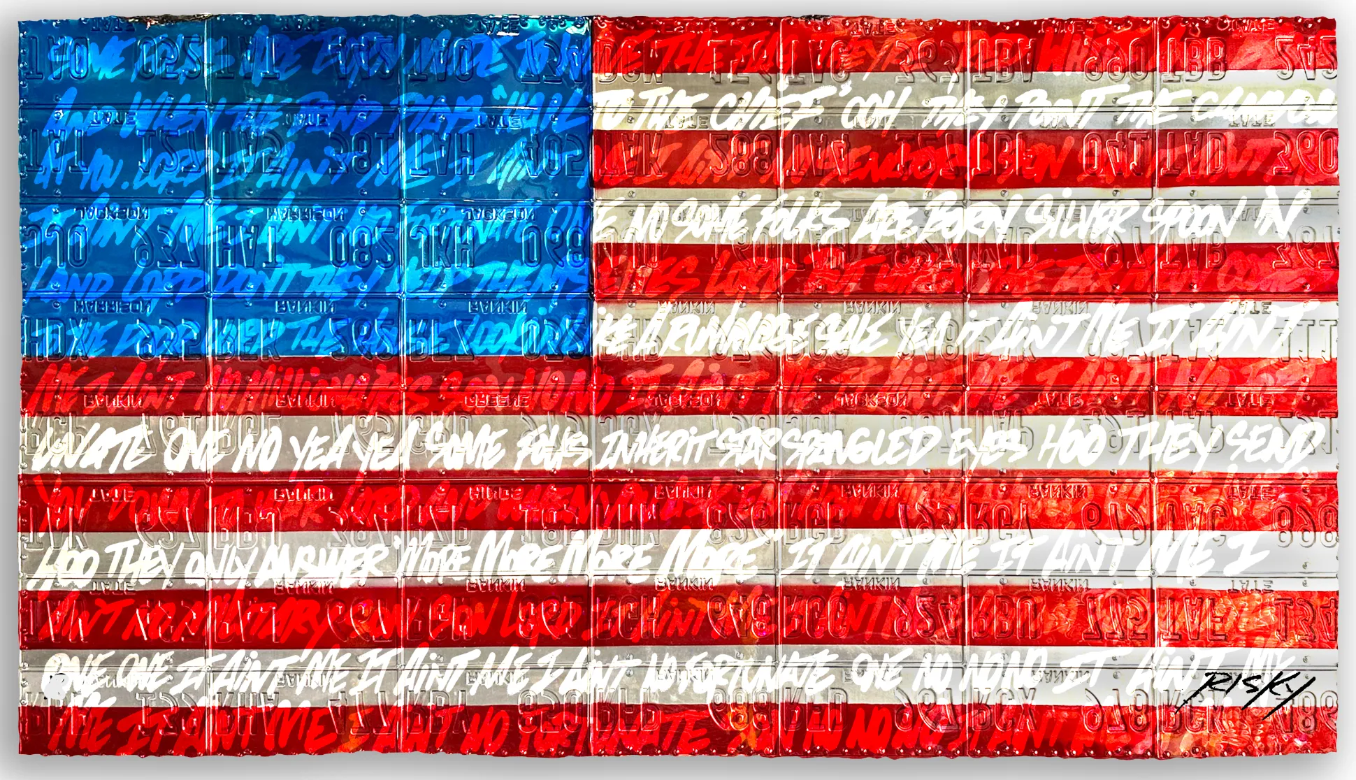 Fortunate Flag Metallic Giclee Print by Risk Rock