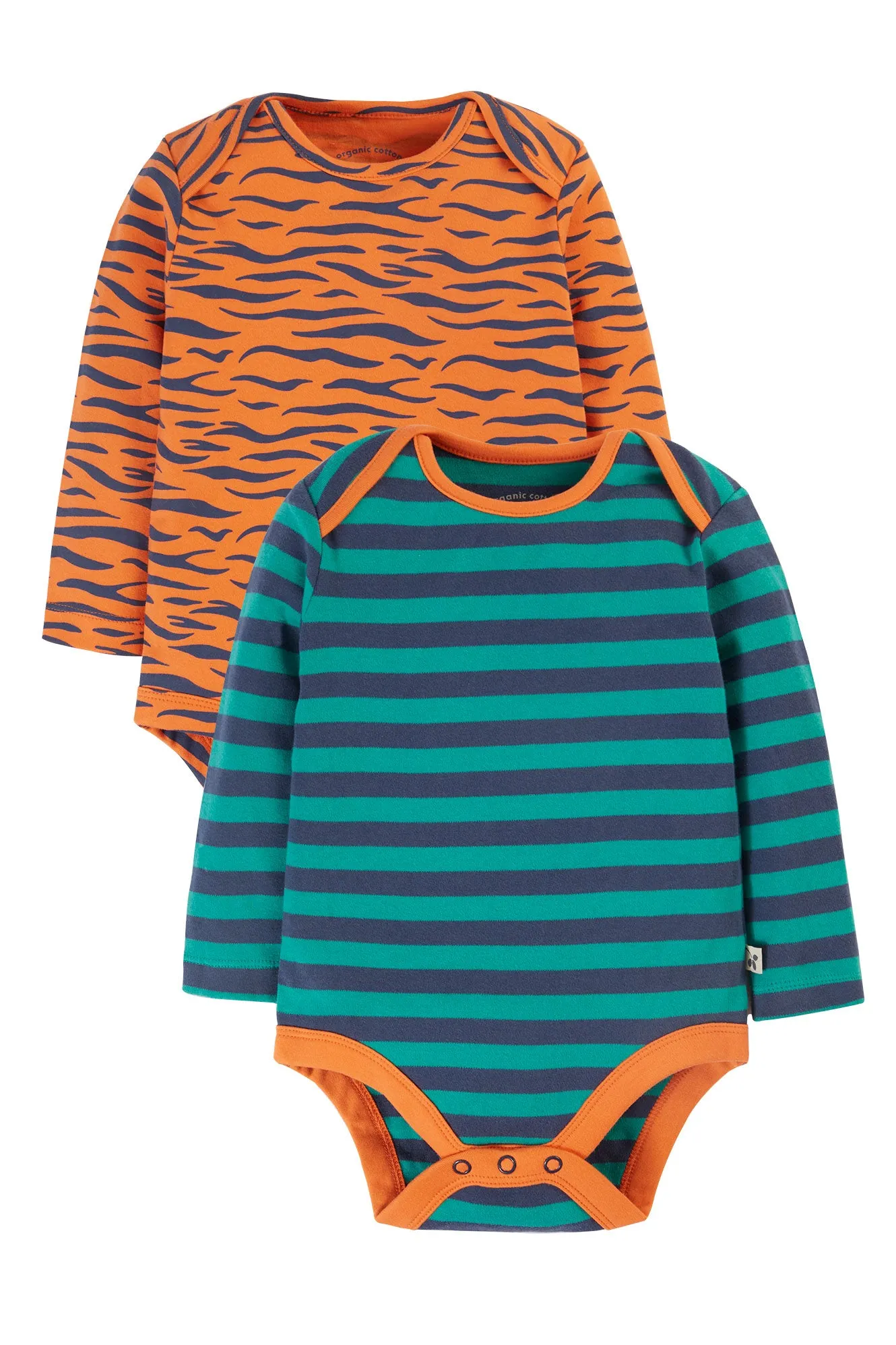 Frugi Super Special 2 Pack Bodysuits tiger  /Iguana Stripes