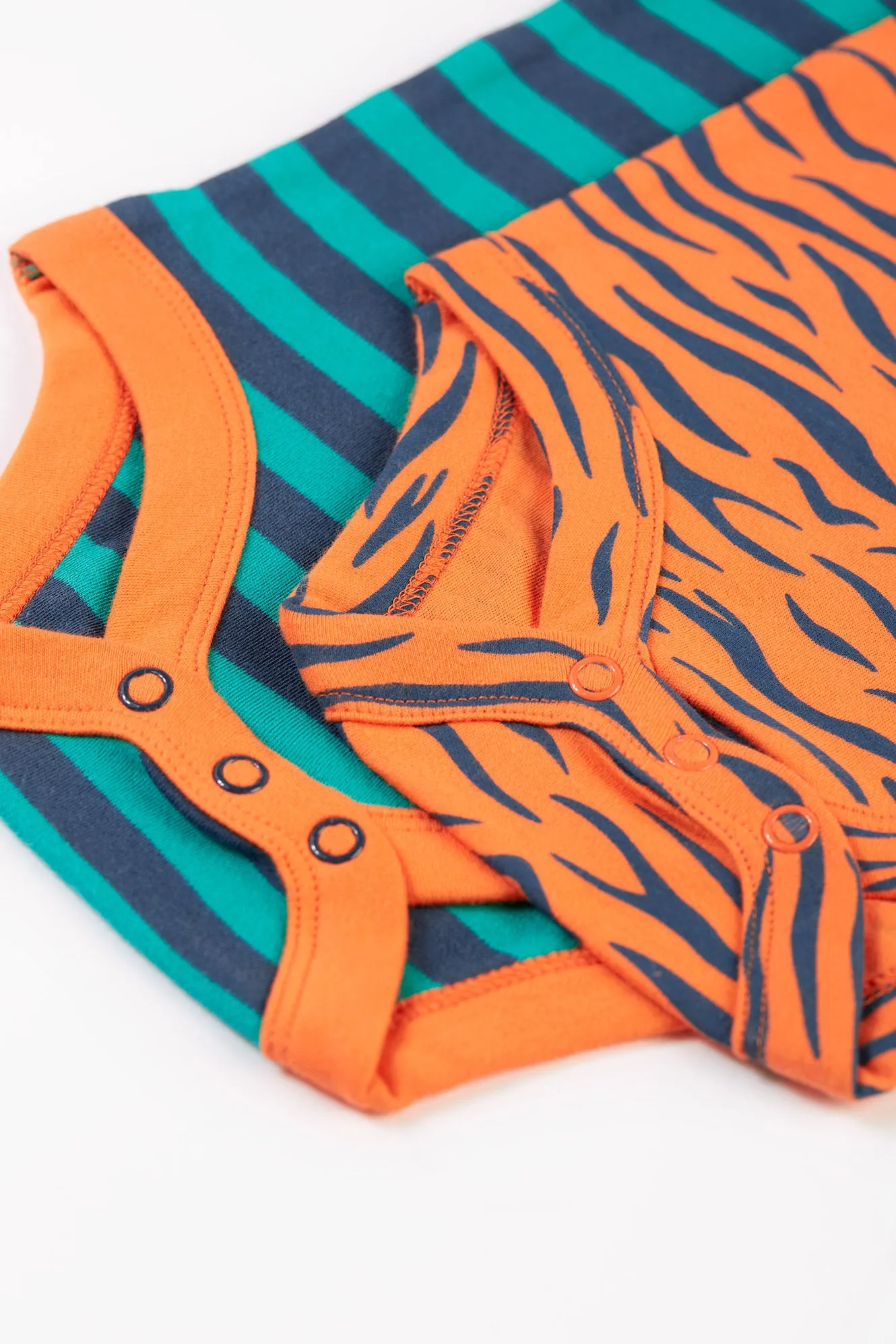 Frugi Super Special 2 Pack Bodysuits tiger  /Iguana Stripes