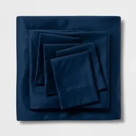 Full 6pc 800 Thread Count Solid Sheet Set Indigo - Threshold Signature