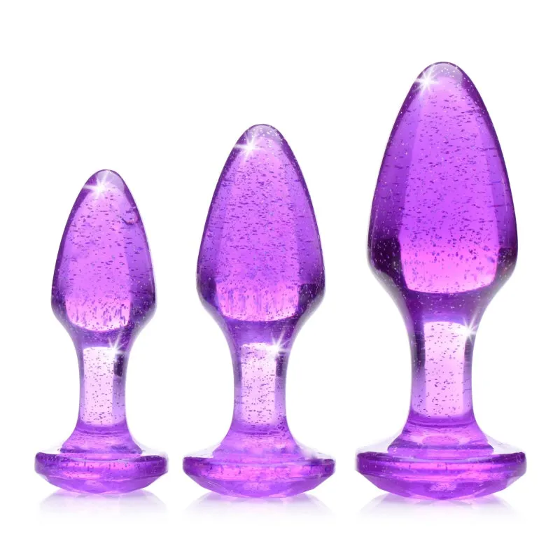 Glitter Gem Anal Plug Set - Purple