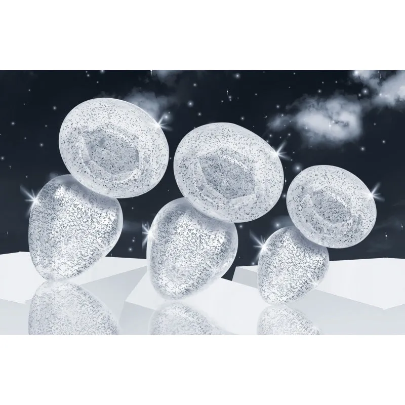 Glitter Gem Anal Plug Set - Silver