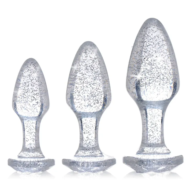 Glitter Gem Anal Plug Set - Silver