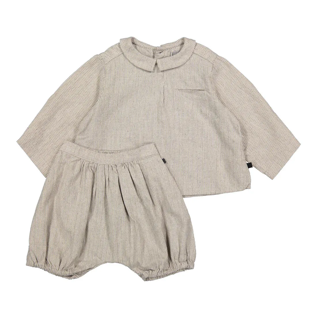 HARPER STRIPE SHIRT SET-beige