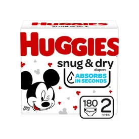 Huggies snug & dry, Size 2 ,180 counts