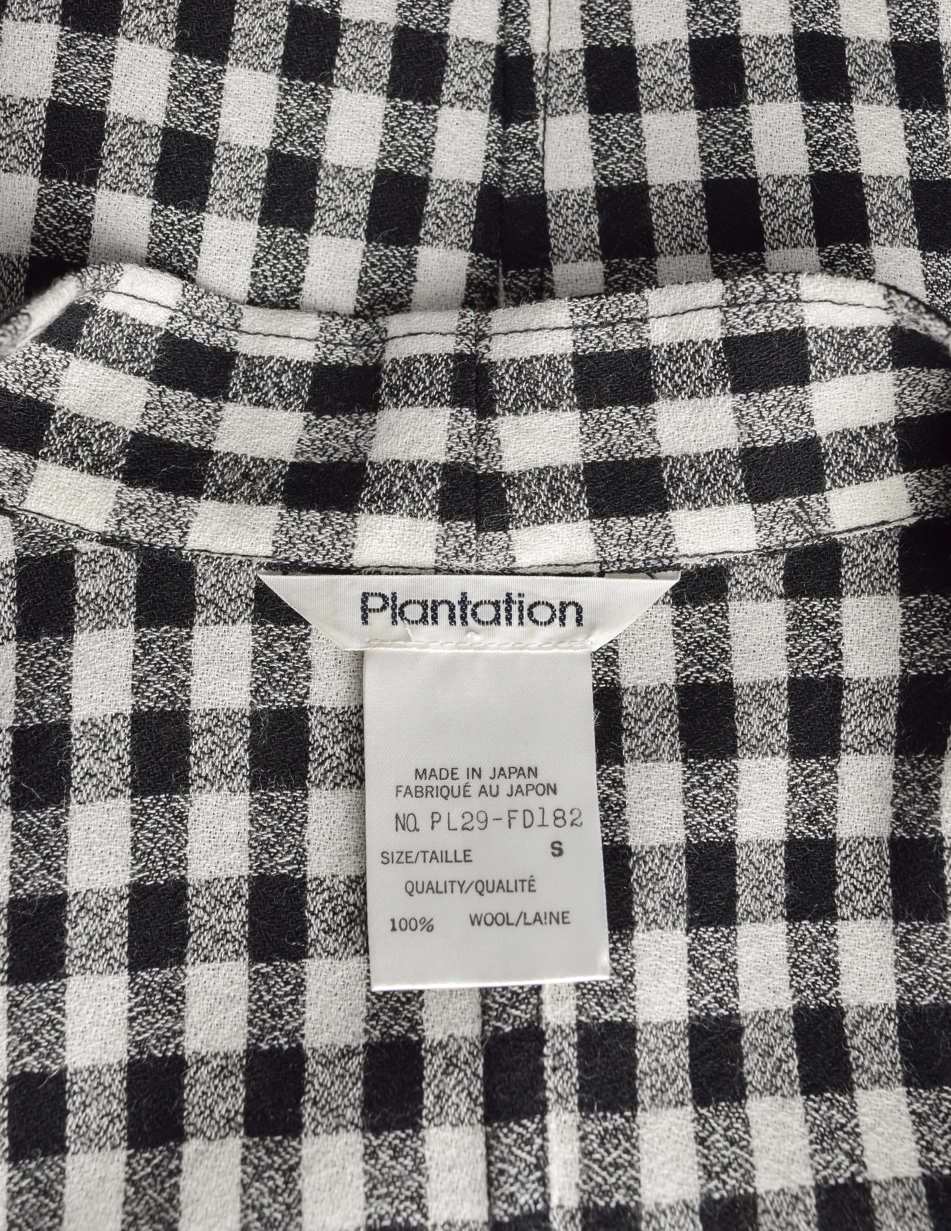 Issey Miyake Plantation Vintage Black White Gingham Check Cropped Jacket