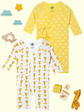 Jabla Infant Romper Combo Of 2: Get On My Level-The Sun Crown