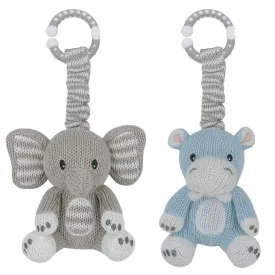 Living Textiles 2pk Stroller Toys- Elephant & Hippo