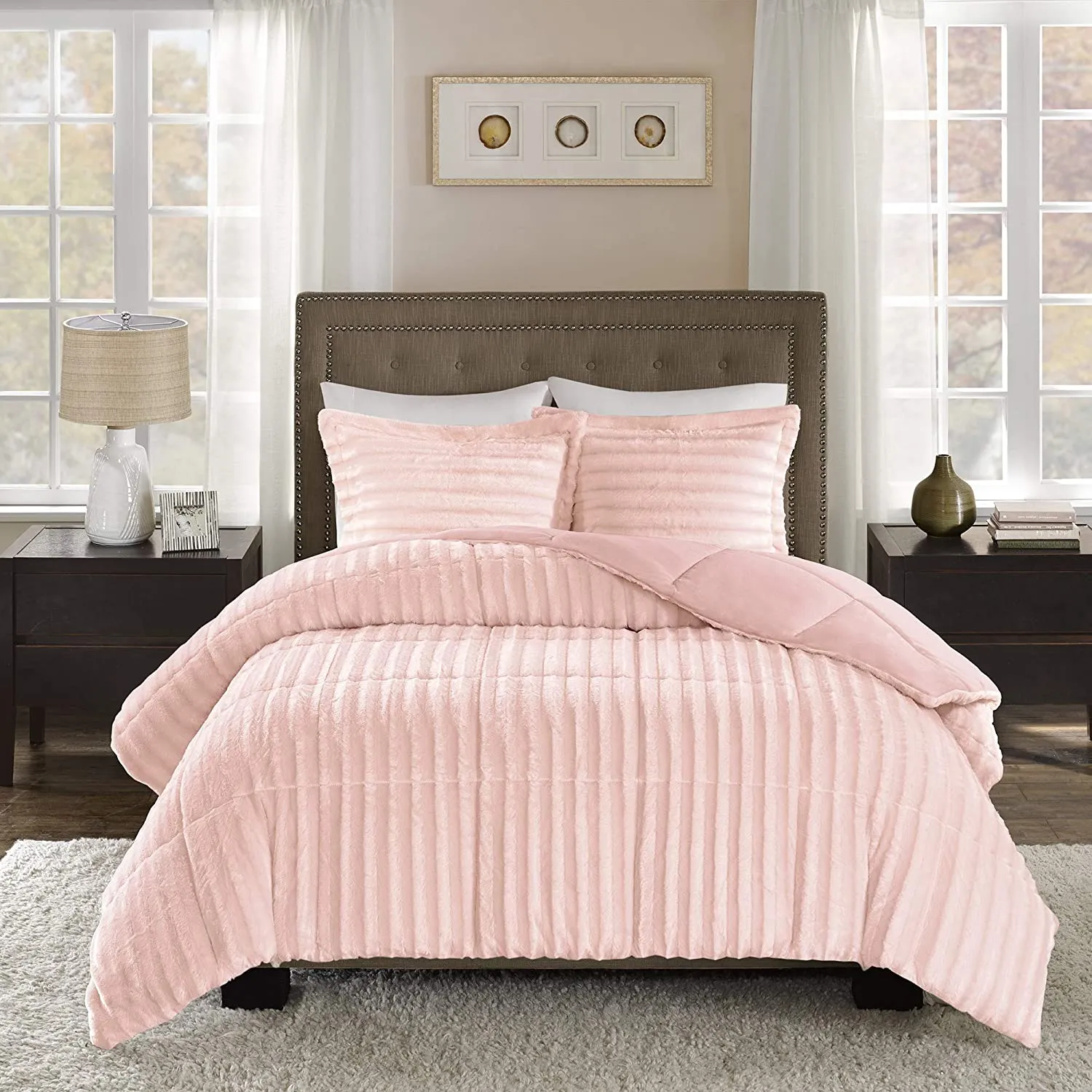 Madison Park Pink Velvet Bed Set