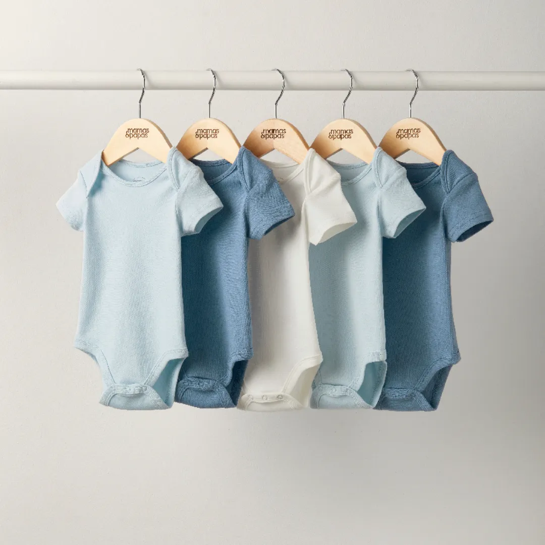 Mamas and Papas Blue Short Sleeve Bodysuits - 5 Pack