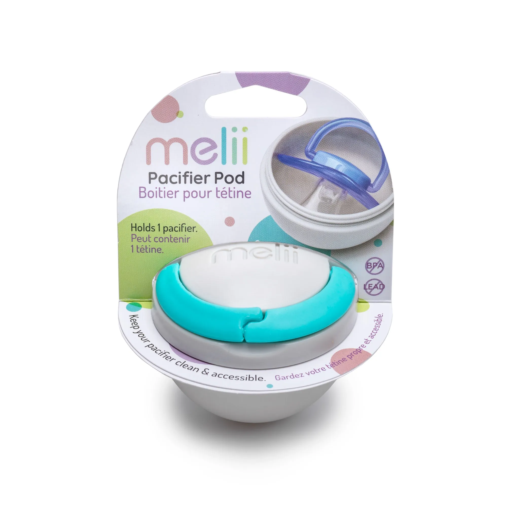 Melii Baby Pacifier Pod Blue & Grey- Adorable and Practical Baby Pacifier Storage - BPA Free Safety - Easy to Cary